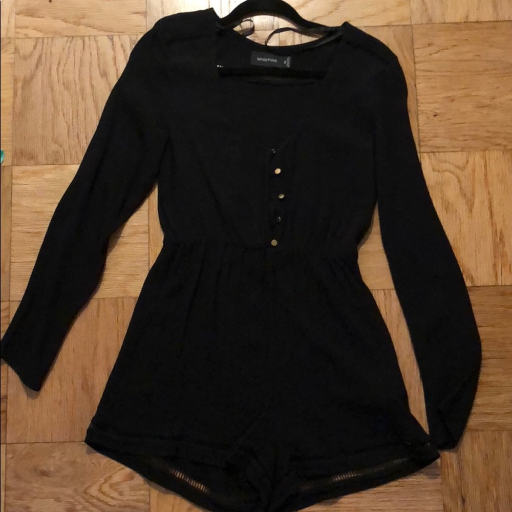 MinkPink Long sleeve black romper